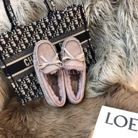 Ugg Winter Soft Wool Bow Casual Shoes For Women Purple