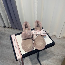 Ugg Winter Soft Wool Hairball Ribbon Short Boots For Women Pink