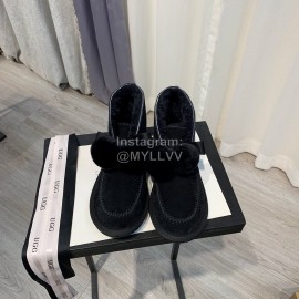 Ugg Winter Soft Wool Hairball Ribbon Short Boots For Women Black