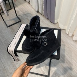 Ugg Winter Soft Wool Hairball Ribbon Short Boots For Women Black