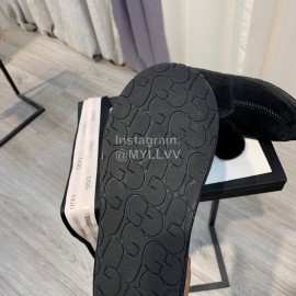 Ugg Winter Soft Wool Hairball Ribbon Short Boots For Women Black