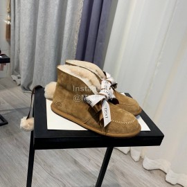 Ugg Winter Soft Wool Hairball Ribbon Short Boots For Women Brown