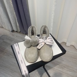 Ugg Winter Soft Wool Hairball Ribbon Short Boots For Women Gray