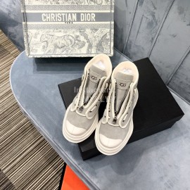 Ugg Winter Thick Soled Leather Wool High Top Shoes For Women Gray