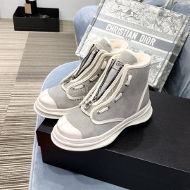 Ugg Winter Thick Soled Leather Wool High Top Shoes For Women Gray