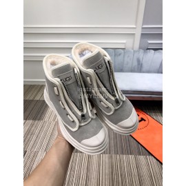 Ugg Winter Thick Soled Leather Wool High Top Shoes For Women Gray