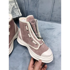 Ugg Winter Thick Soled Leather Wool High Top Shoes For Women Pink
