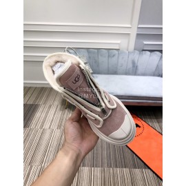 Ugg Winter Thick Soled Leather Wool High Top Shoes For Women Pink