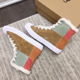 Ugg Fashion Color Matching Wool Boots For Women Brown