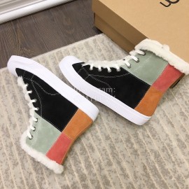 Ugg Fashion Color Matching Wool Boots For Women Black