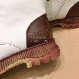 Ugg Fashion Leather Color Matching Wool Boots For Women White