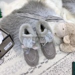 Ugg Winter Pearl Lace Bow Wool Short Boots For Women Gray