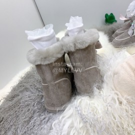 Ugg Winter Pearl Lace Bow Wool Short Boots For Women Gray