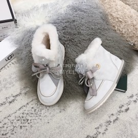 Ugg Winter Pearl Lace Bow Wool Short Boots For Women White