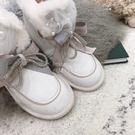 Ugg Winter Pearl Lace Bow Wool Short Boots For Women White
