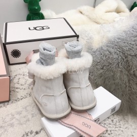 Ugg Winter Pearl Lace Bow Wool Short Boots For Women White