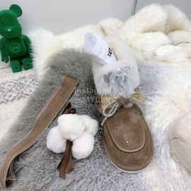 Ugg Winter Pearl Lace Bow Wool Short Boots For Women Brown