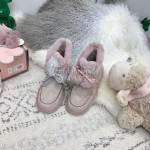 Ugg Winter Pearl Lace Bow Wool Short Boots For Women Pink