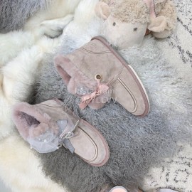 Ugg Winter Pearl Lace Bow Wool Short Boots For Women Pink