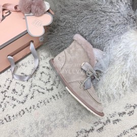 Ugg Winter Pearl Lace Bow Wool Short Boots For Women Pink