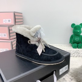 Ugg Winter Pearl Lace Bow Wool Short Boots For Women Black