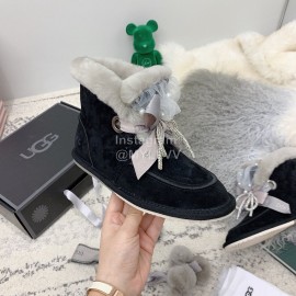 Ugg Winter Pearl Lace Bow Wool Short Boots For Women Black