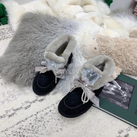 Ugg Winter Pearl Lace Bow Wool Short Boots For Women Black