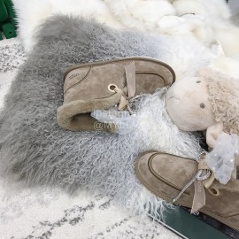 Ugg Winter Pearl Lace Bow Wool Short Boots For Women Coffee