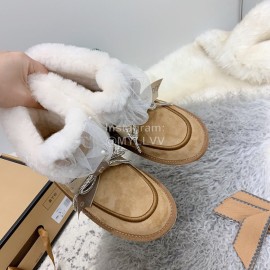 Ugg Winter Pearl Lace Bow Wool Short Boots For Women