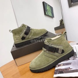 Ugg Winter Calf Leather Wool Warm Short Boots For Men Green