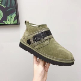 Ugg Winter Calf Leather Wool Warm Short Boots For Men Green