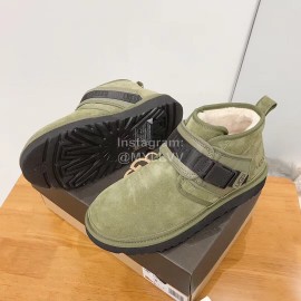 Ugg Winter Calf Leather Wool Warm Short Boots For Men Green