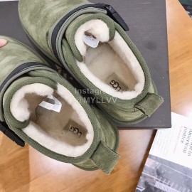 Ugg Winter Calf Leather Wool Warm Short Boots For Men Green