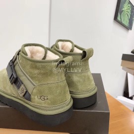 Ugg Winter Calf Leather Wool Warm Short Boots For Men Green