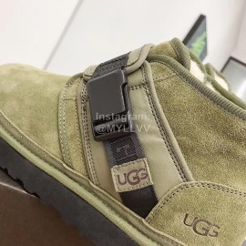 Ugg Winter Calf Leather Wool Warm Short Boots For Men Green