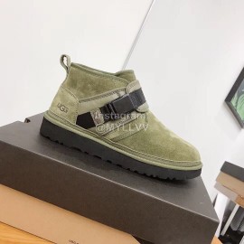 Ugg Winter Calf Leather Wool Warm Short Boots For Men Green