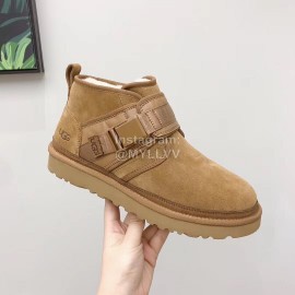 Ugg Winter Calf Leather Wool Warm Short Boots For Men Brown