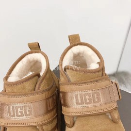 Ugg Winter Calf Leather Wool Warm Short Boots For Men Brown