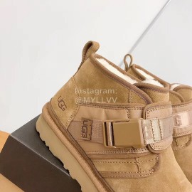 Ugg Winter Calf Leather Wool Warm Short Boots For Men Brown