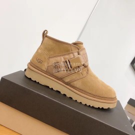 Ugg Winter Calf Leather Wool Warm Short Boots For Men Brown