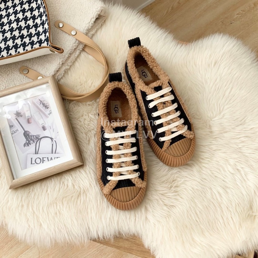 Ugg Winter Thick Soled Curly Fur Casual Shoes For Women Black