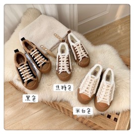 Ugg Winter Thick Soled Curly Fur Casual Shoes For Women Black