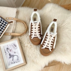 Ugg Winter Thick Soled Curly Fur Casual Shoes For Women Brown