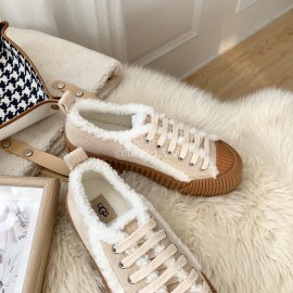 Ugg Winter Thick Soled Curly Fur Casual Shoes For Women White