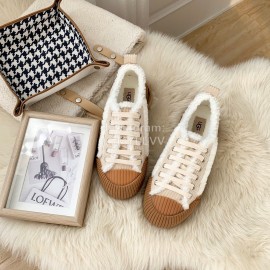 Ugg Winter Thick Soled Curly Fur Casual Shoes For Women White