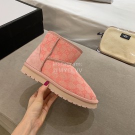 Ugg Winter Classic Printed Warm Wool Boots For Women Pink