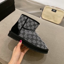 Ugg Winter Classic Printed Warm Wool Boots For Women Gray