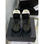 Ugg Winter Wool Lace Up Thick Soled Boots For Women Black