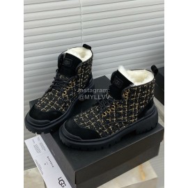 Ugg Winter Wool Lace Up Thick Soled Boots For Women Black