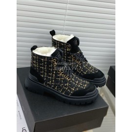Ugg Winter Wool Lace Up Thick Soled Boots For Women Black